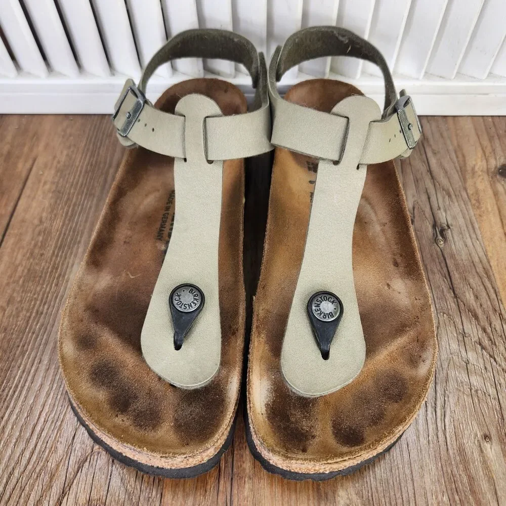 Birkenstock Kairo Thong Womens Size 6 Tan Leather Slip On Slingback Boho Sandals